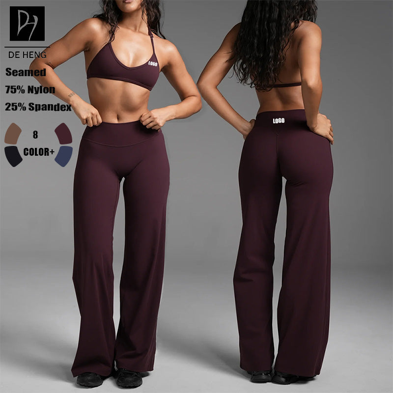New Custom Logo Yoga Fitness Gym Active Sportswear Woman Halter Neck Bra Scrunch Shorts Capris Leggings Pants Yoga Set for Women